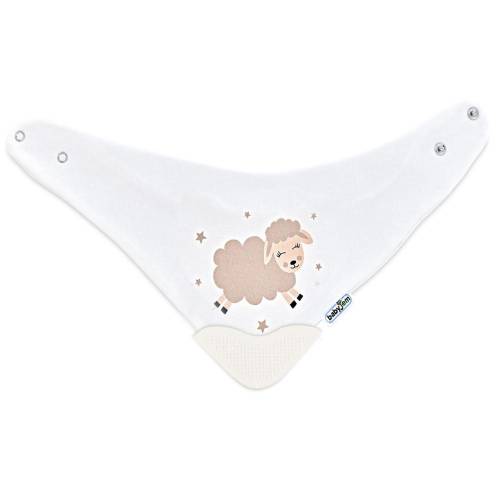 Baveta triunghi cu accesoriu dentitie BabyJem Cowboy Bib Ecru