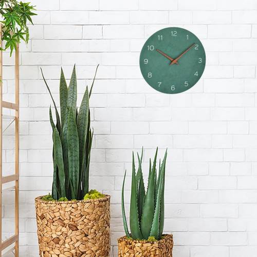 Ceas silentios de precizie din lemn analog de perete design minimalist verde