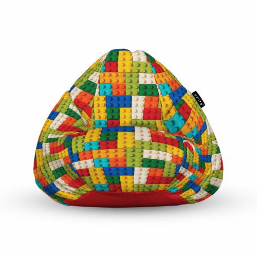 Fotoliu Units Puf Bean Bags tip para impermeabil cu maner lego tetris verde