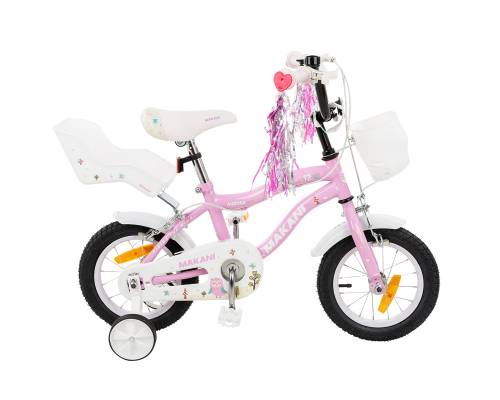 Bicicleta 12 inch Makani cu roti ajutatoare si portbagaj Aurora Pink