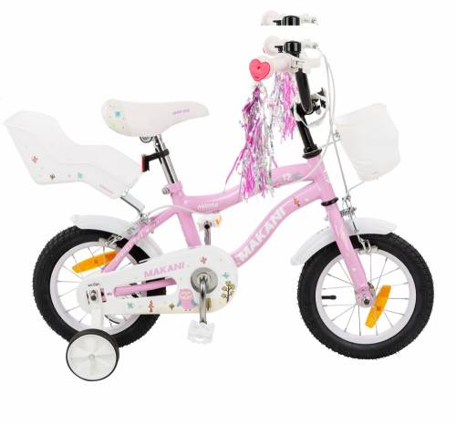 Bicicleta 14 inch Makani cu roti ajutatoare si portbagaj Aurora Pink