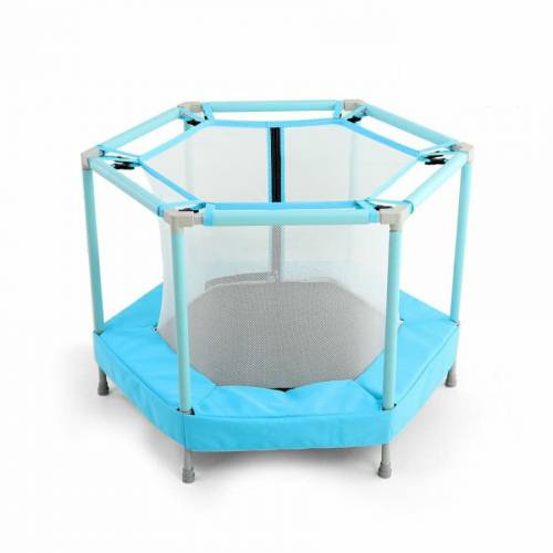 Mini trambulina pentru copii cu plasa interioara Jump Blue