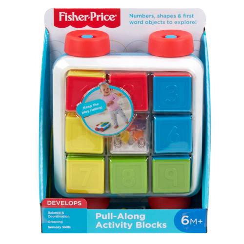 Carucior de tras cu cuburi colorate Fisher Price